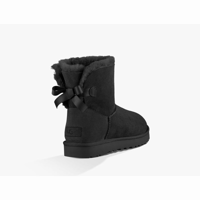 Botas UGG Mini Bailey Bow II Mulher Pretas | PT-QFDZP